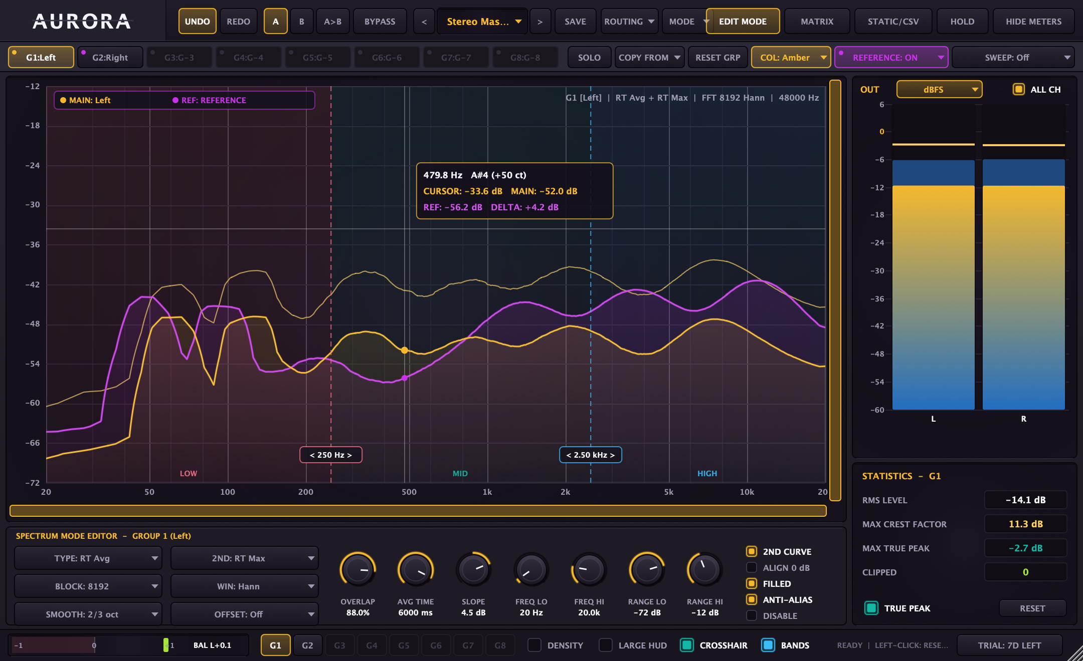 Aurora Spectrum Mode Editor Drawer