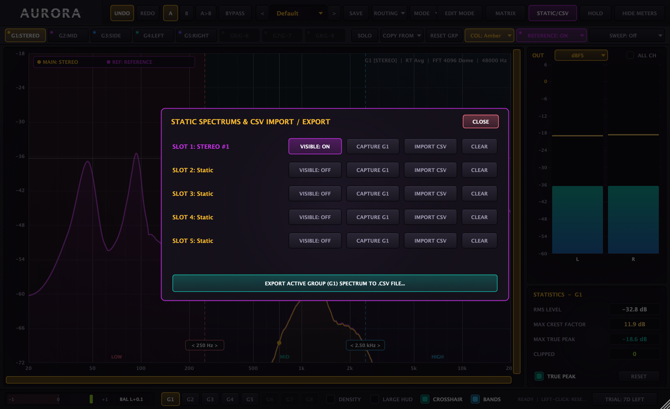 Aurora STATIC/CSV Modal Window